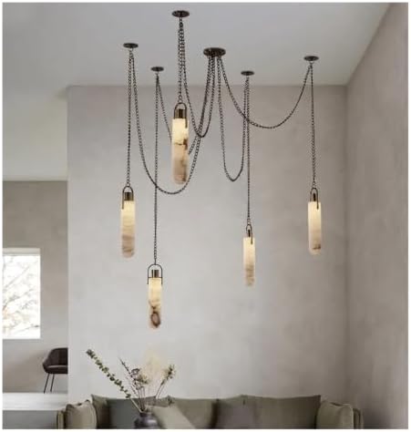 Industrial Marble Iron Chain Hanging Lamps