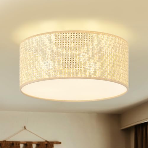 13-Inch 3-Light Woven Drum Ceiling Light