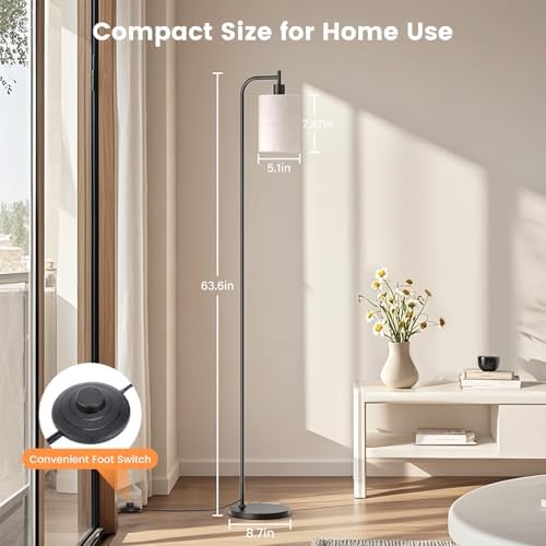 SIBRILLE Dimmable Floor Lamp, Linen Shade, Remote Control