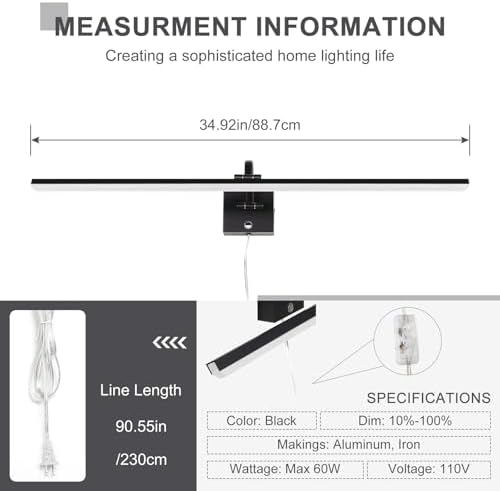 35" Plug-in Bathroom Vanity Light