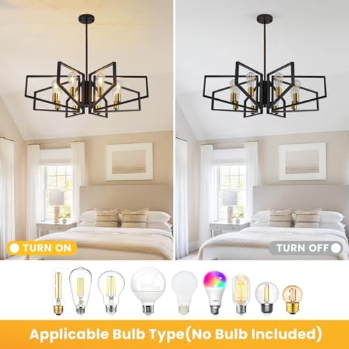 8-Light Black and Gold Chandelier