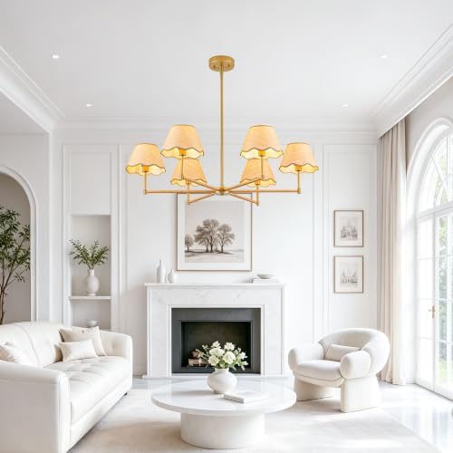 MAYNA 38" 6-Light Rattan Chandelier