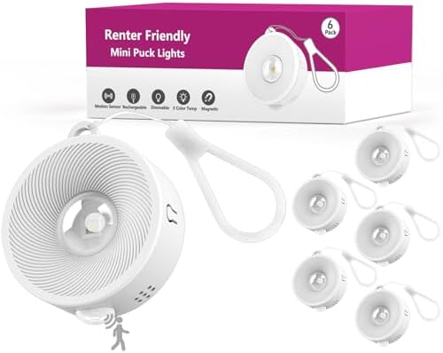 2" Rechargeable Magnetic Puck Lights, 6 Pack
