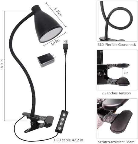 GlowVibe Clamp Desk Lamp, 3 Color Modes, 10W