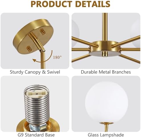Gold 6-Light Sputnik Chandelier