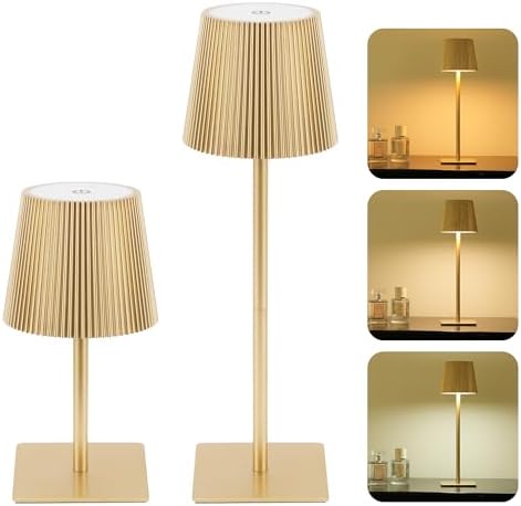LUTEC 2 Pack Cordless Table Lamps, 6000mAh, Gold