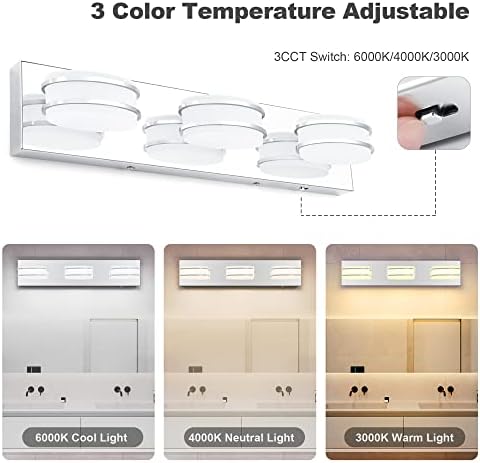 GOODATE Chrome 3-Light LED Vanity Light