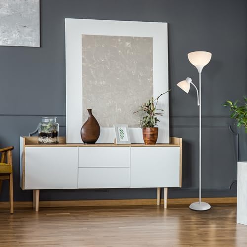 Globe Electric 67136 72" Torchiere Floor Lamp, Matte White