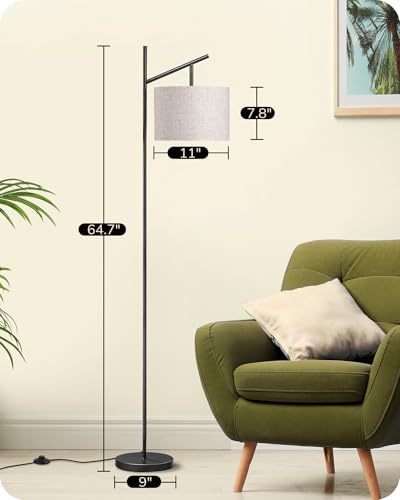 EDISHINE Modern Black Floor Lamp, 64.7" Arc