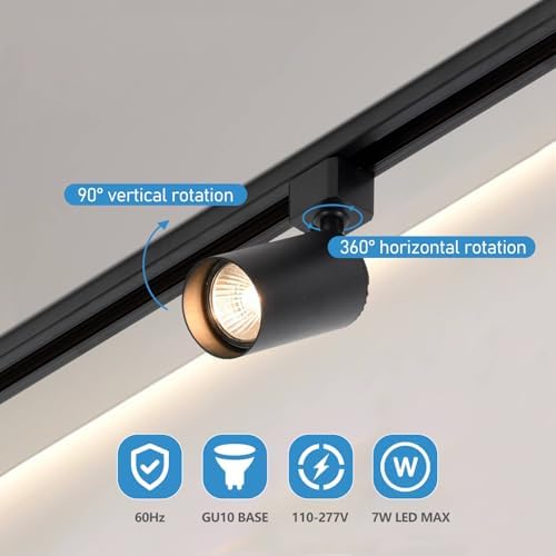 Plug-In 4-Light GU10 Track Lighting Kit, Black