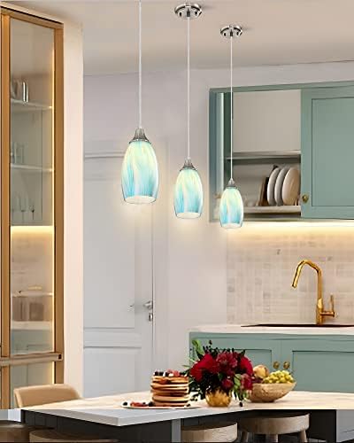 karyfine Mini Teal Glass Pendant Light