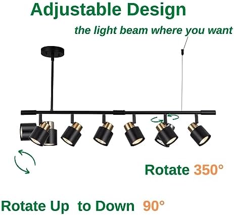 6 Light Track Lighting Kit, Matt Black Brass Finish Adjustable Height