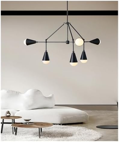 Modern Industrial Metal Chandelier, White & Black