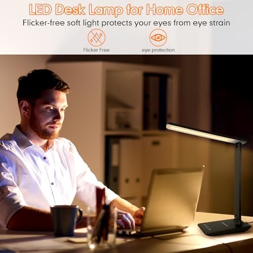 White crown LED Desk Lamp with 15W Wireless Charger & USB Port