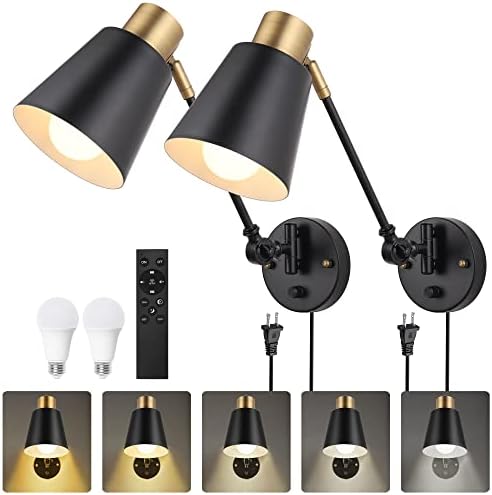 Plug-in Swing Arm Wall Sconces, Set of Two