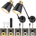 Plug-in Swing Arm Wall Sconces, Set of Two