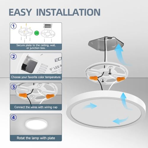ECOELER 9 Inch Flush Mount Ceiling Light, 5 Color Temperatures