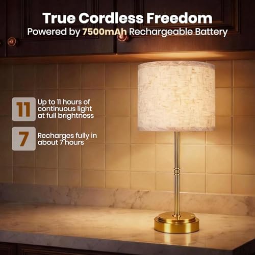 AWOKE 17.7-Inch Cordless Table Lamp, 7500mAh