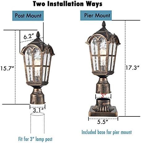 YUBOLE Water-Tempered Glass Outdoor Post Light