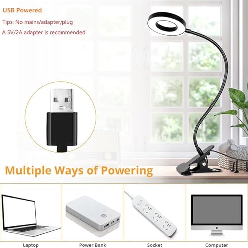 Brokimis Clip-On LED Reading Desk Lamp