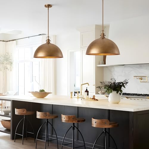 17.7 Inch Dome Pendant Light, Antique Brown