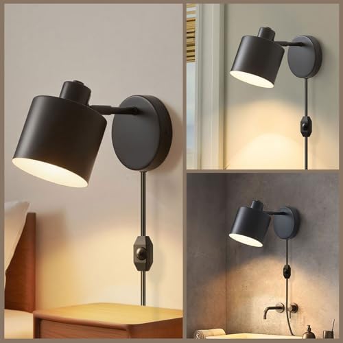 Lightess Black Plug-in Wall Sconces Set of 2