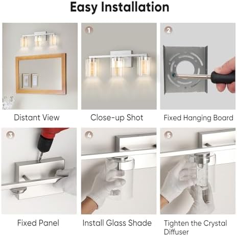 3-Light Brushed Nickel LED Bathroom Vanity Light