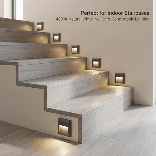 ZONK Outdoor Indoor Step Lights 110V-240V, Non-dimmable 4000K Stair