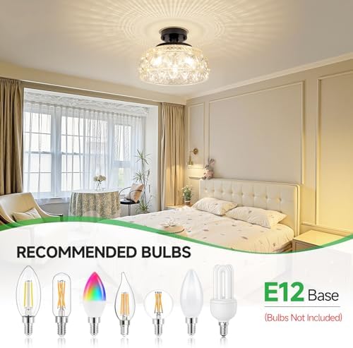 SunRider Modern 3-Light Black Glass Semi Flush Mount Ceiling Light