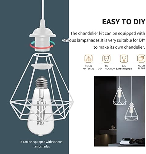 Industrial Mini Pendant Light Kit, White E26 Socket