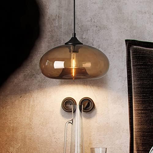 11" Colorful Glass Pendant Light, Brown