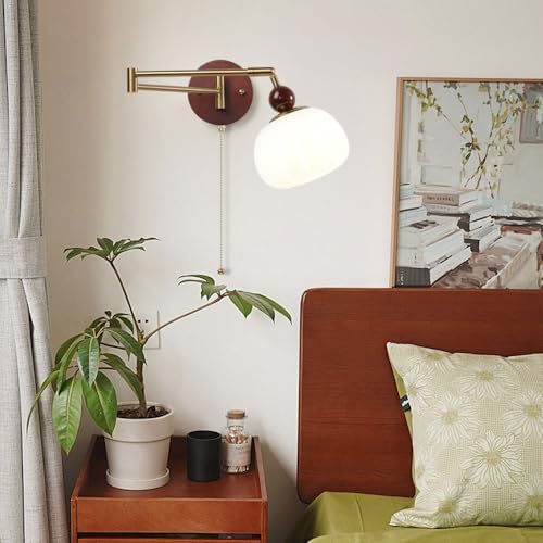 Vintage Swing Arm Plug-In Wall Sconce, Antique