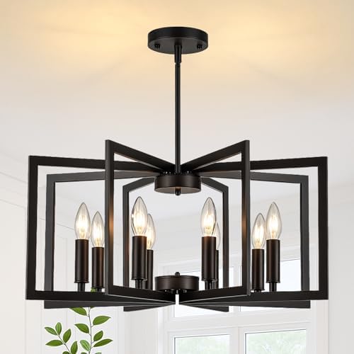 8-Light Black Geometric Chandelier