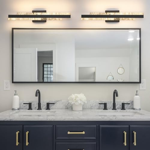 24 Inch LED Bathroom Vanity Light, Matte Black
