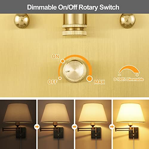 TRLIFE Dimmable Brushed Brass Wall Sconces, Set of 2