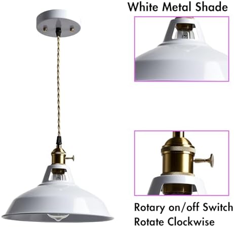 CLAXY Industrial White Metal Pendant Light