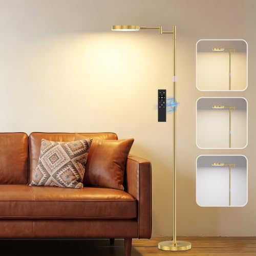 SIBRILLE 18W LED Floor Lamp with Remote, Gold