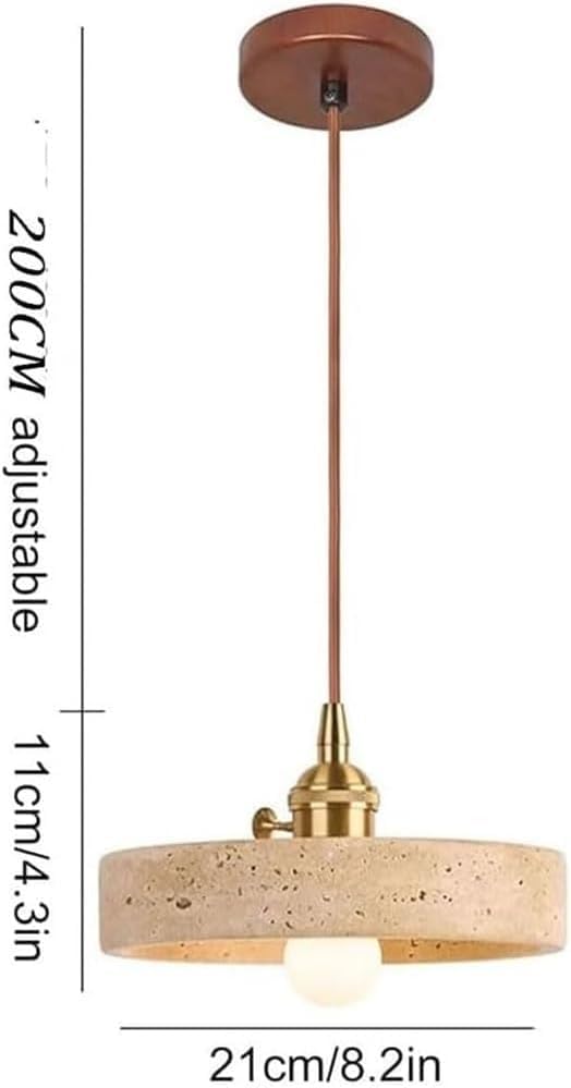 Natural Travertine Brushed Brass Pendant Light