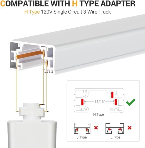 VANoopee 10FT H Track Lighting Rails, White
