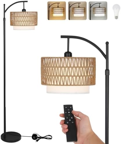 Arc Floor Lamp with Remote, 3 Color Temperatures