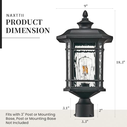 18.3" Outdoor Post Light with Water Ripple Glass