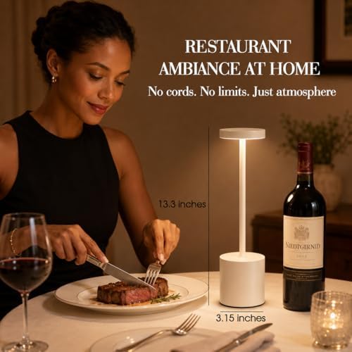AUDLES White Cordless Table Lamp Set of 2, Rechargeable