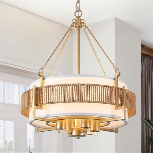 Boho Rattan Drum Chandelier