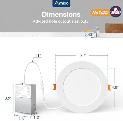 Amico 24 Pack 6 Inch Ultra-Thin LED Recessed Light