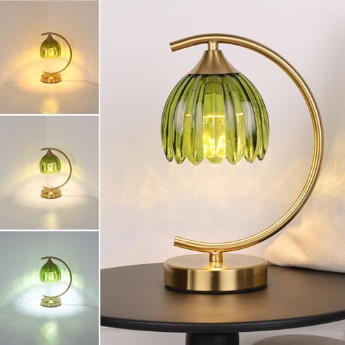 Shenmoyl Tulip Cordless Table Lamp, 5200mAh, Green Tulip