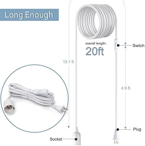 JACKYLED 20Ft Extension Hanging Lantern Cord