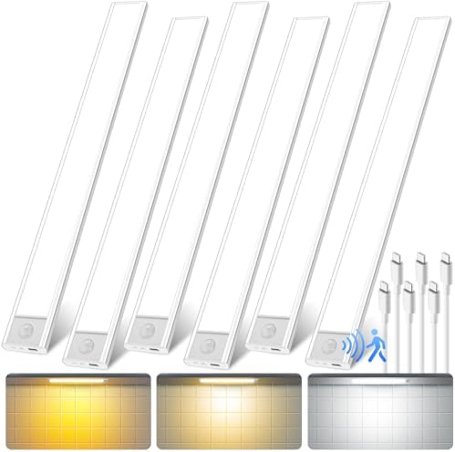 16 Inch 80 LED Rechargeable Motion Sensor Under Cabinet Lights, 6 Pack