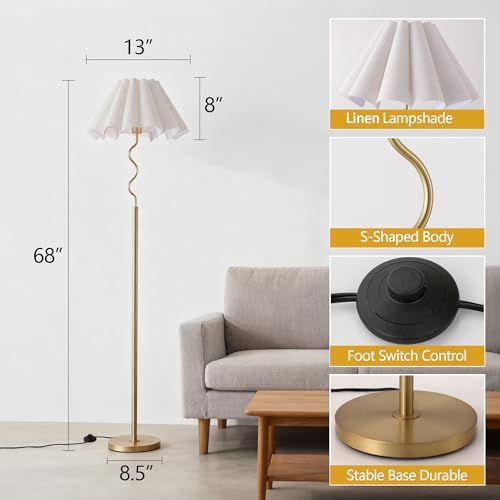EOEYYOYB Modern Floor Lamp, 3 Color Temperatures, Gold