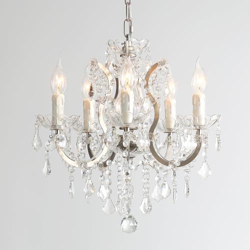 17" Brushed Nickel 5-Light Crystal Chandelier