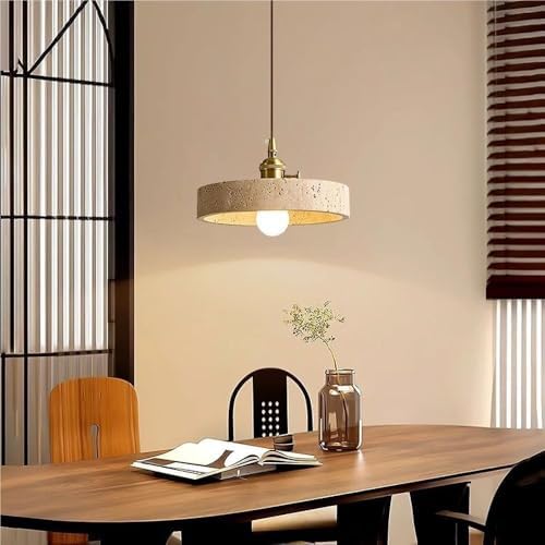 Natural Travertine Brushed Brass Pendant Light